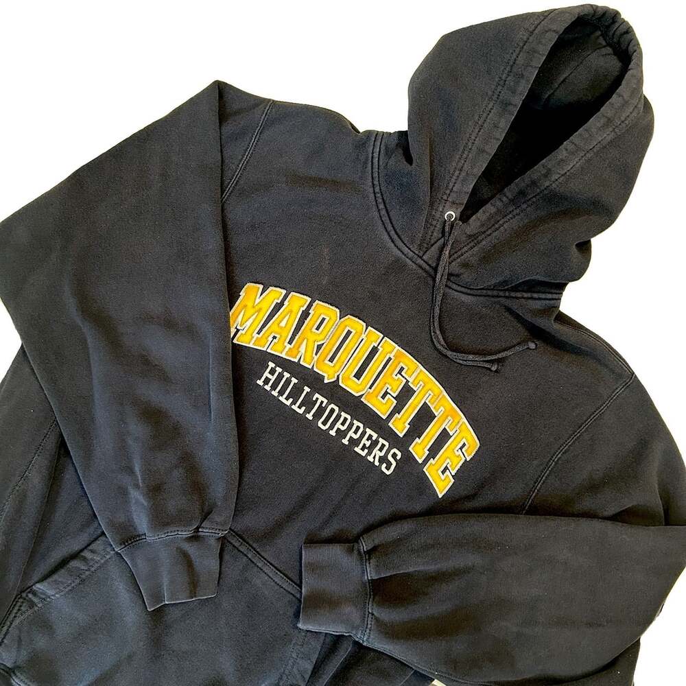 Vintage Marquette University Hilltoppers Hoodie Sweatshirt Mens Large Navy